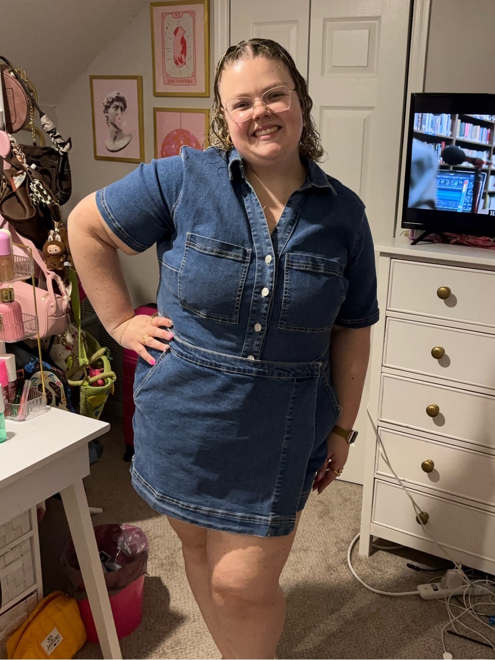 Ava & Viv Blue Denim Short-Sleeve Shirt Mini Dress
